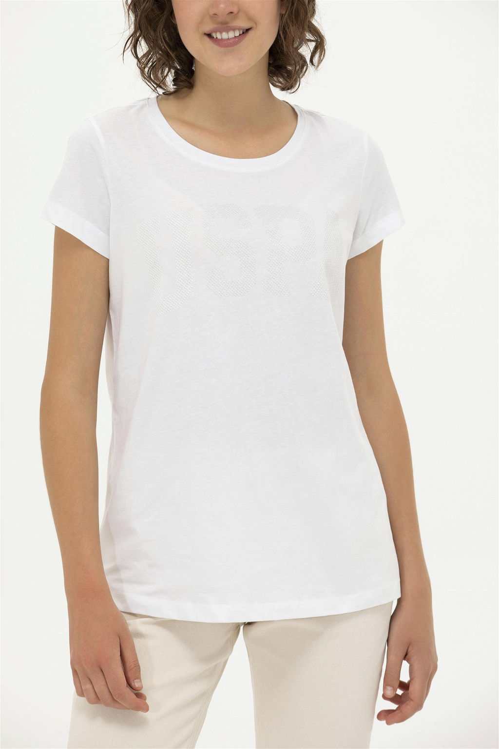 U. S. Polo Assn Женская белая базовая футболка с круглым вырезом - U.s. polo assn фото 13