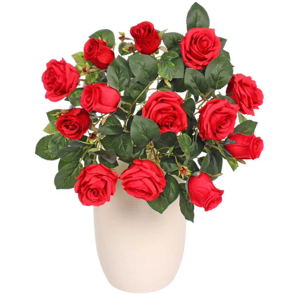 Искусственные цветы "Розовая фантазия" 48см 13 цветков красные