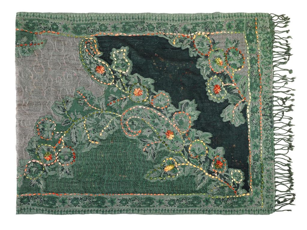 Палантин с вышивкой (шерсть 100%) в ассортименте №Тк903/35 - Ганг фото 2