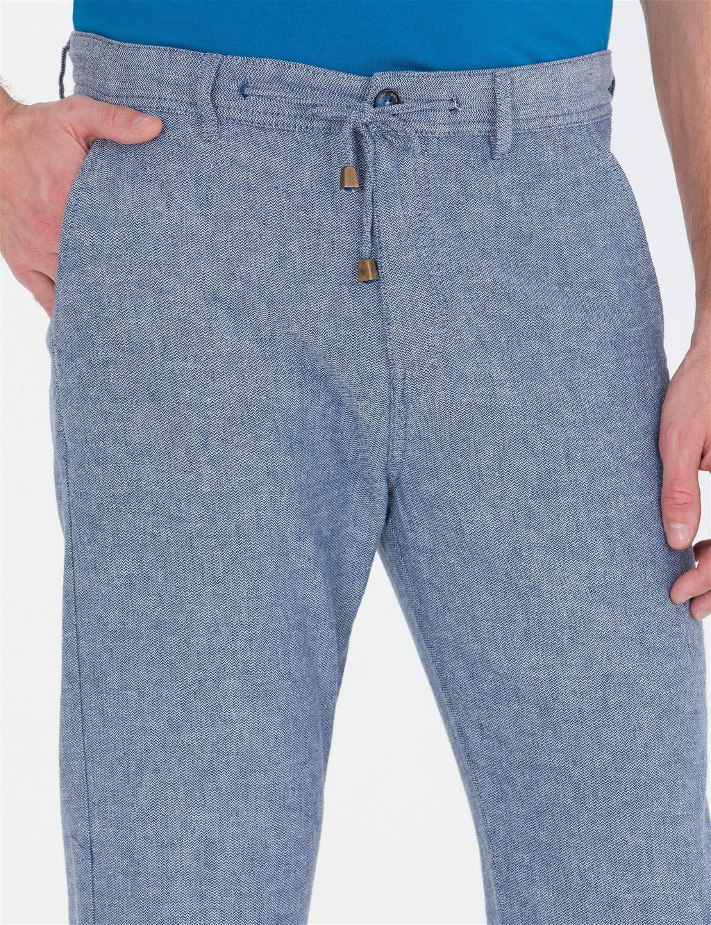 Lacivert Carrot Fit Beli Lastikli Kanvas Pantolon - Pierre cardin фото 7