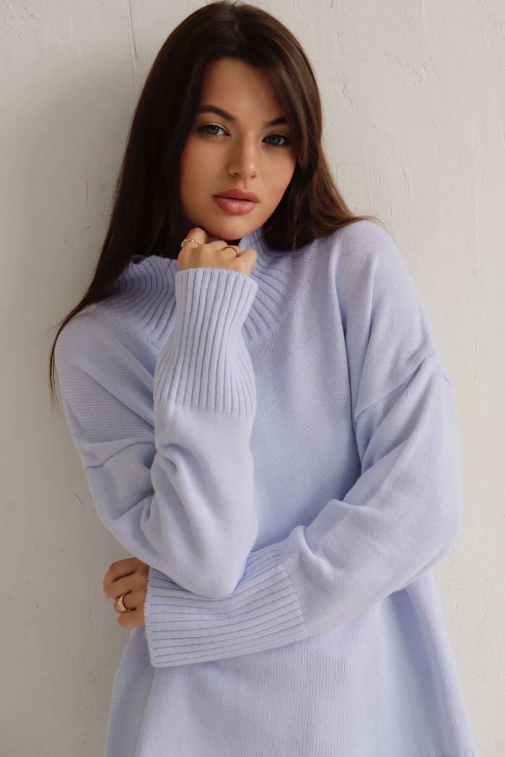 9876 Удлинённый свитер нежно-голубой - Martichelli фото 14