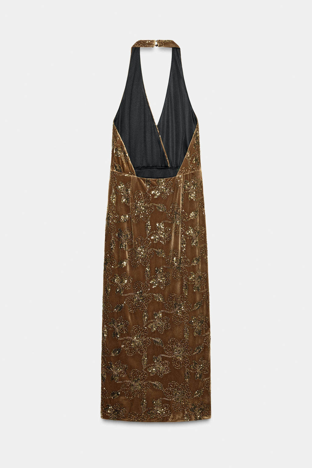 SEQUINNED VELVET HALTER MIDI DRESS - Zara фото 7