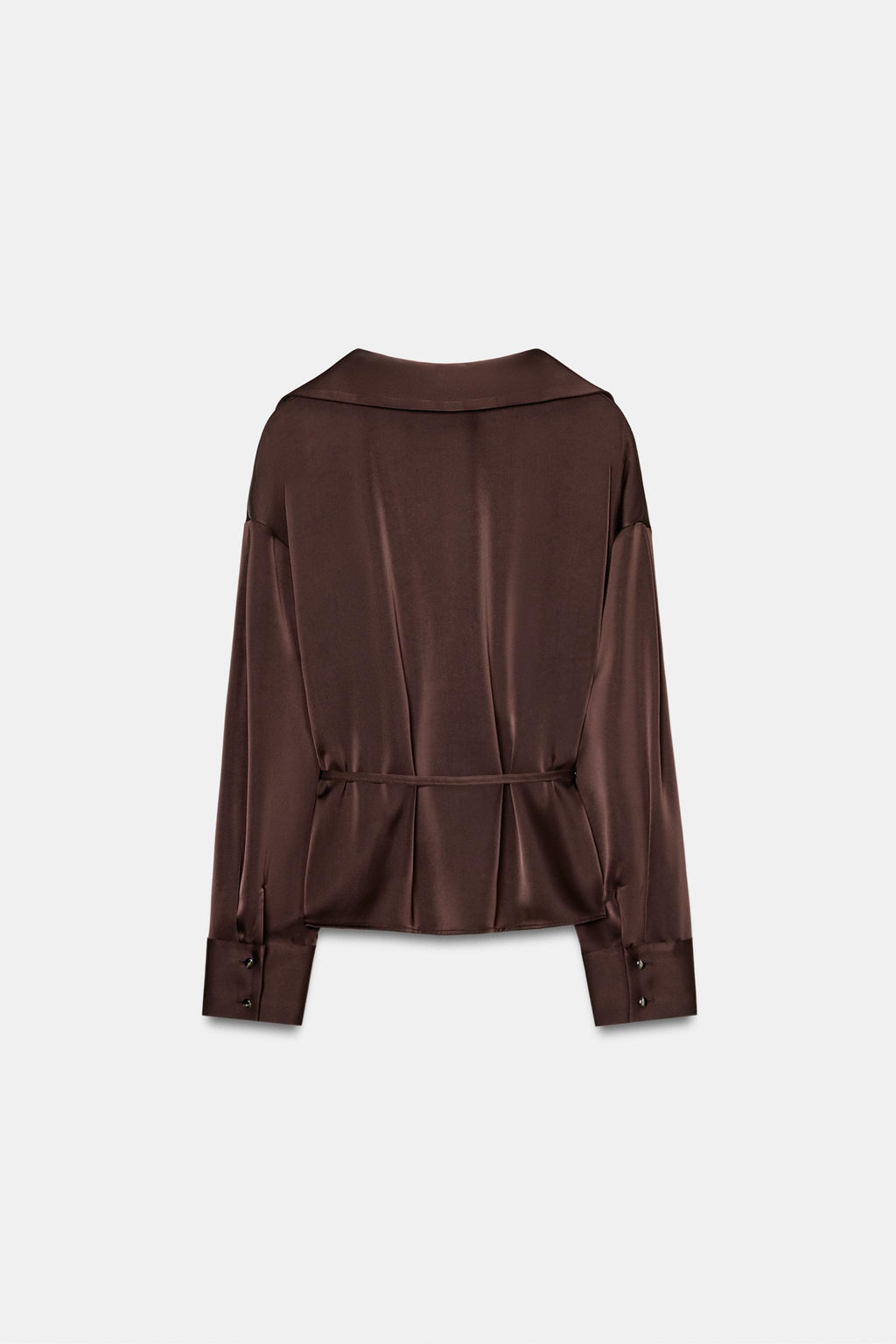 BLUSA SATINADA CINTUR?N / Marr?n chocolate - Zara фото 6