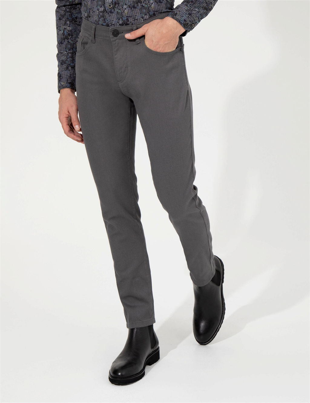 Koyu Gri Slim Fit Kanvas Pantolon