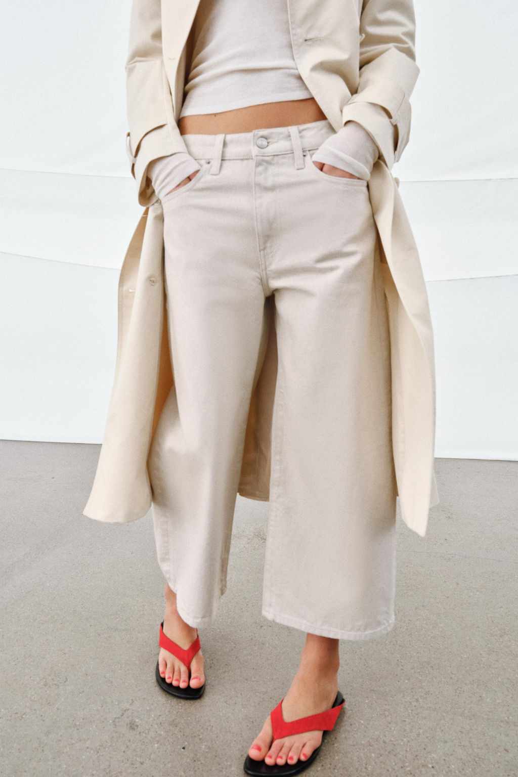 JEANS ZW COLLECTION CULOTTE TIRO MEDIO / Piedra - Zara фото 4
