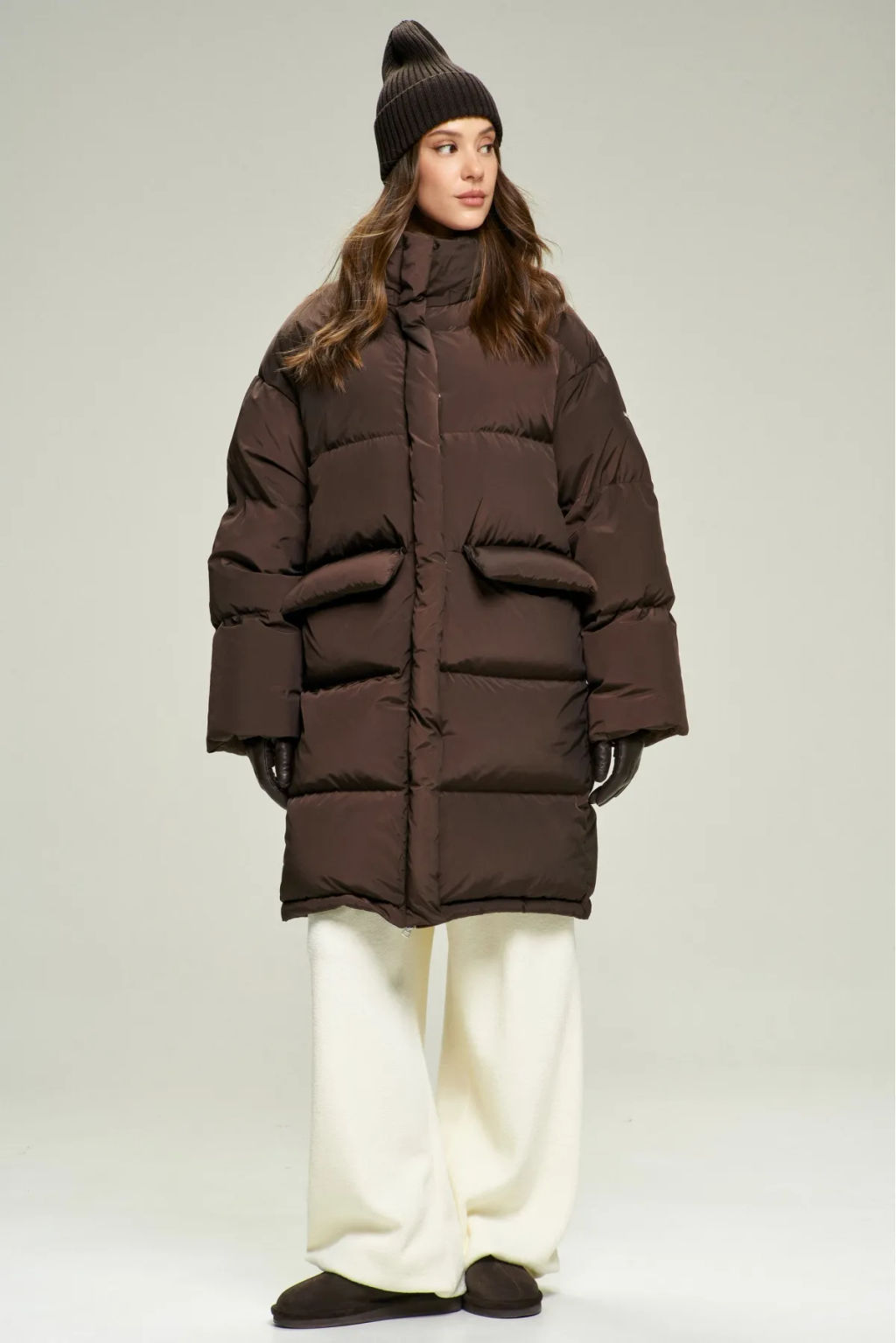 Пуховик удлиненный Brown - Erist store фото 7