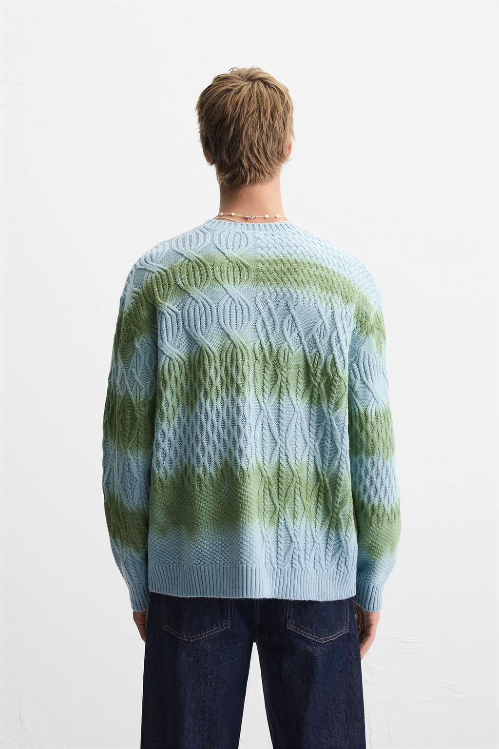 SPRAY PRINT CABLE-KNIT SWEATER - Zara фото 3