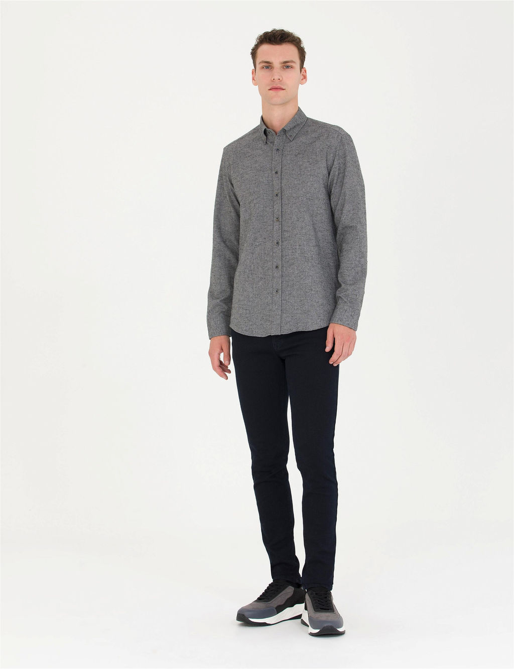 Gri Slim Fit Uzun Kollu G_mlek - Pierre cardin фото 4