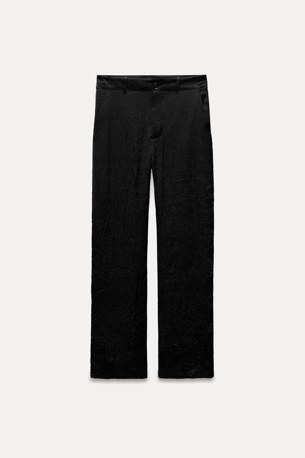 ZW COLLECTION CRINKLE-EFFECT SATIN TROUSERS - Zara фото 3