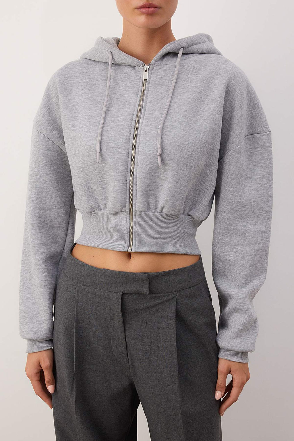 Gri Melanj Crop Oversize Orme Sweatshirt TWOAW25SW00302