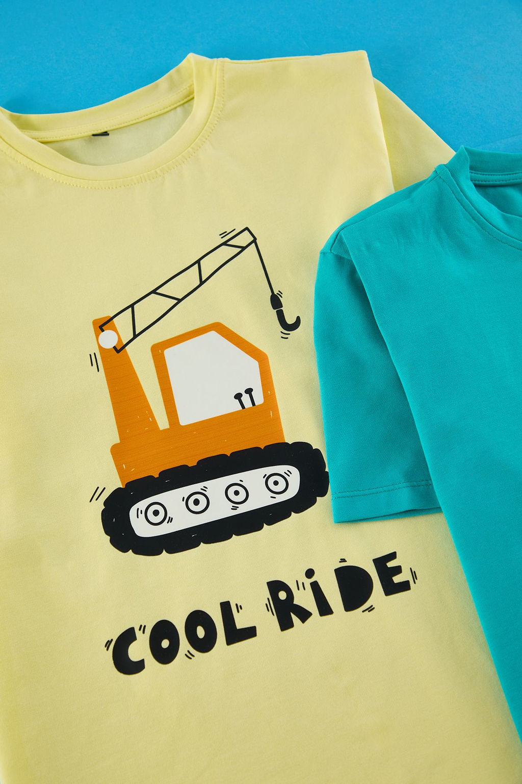 Petrol-Sar? 2li Erkek Cocuk Pamuklu Is Arabal? Regular Kal?p K?sa Kol Orme T-Shirt TKDSS25TS00057 - Trendyolmilla фото 2