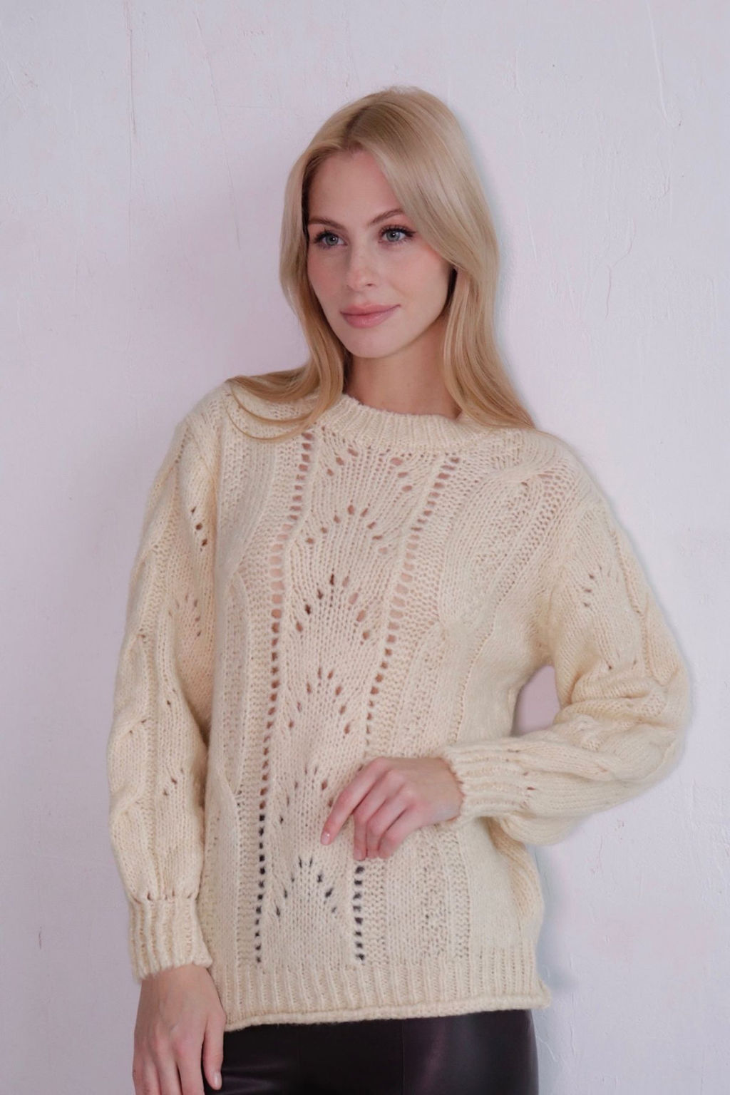10508 Джемпер с ажуром слоновая кость - Martichelli фото 4