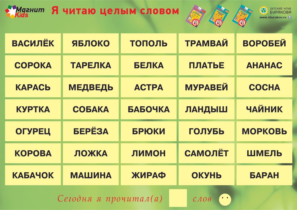 Технологии Буракова. Магнитные игры. Я читаю целым словом.