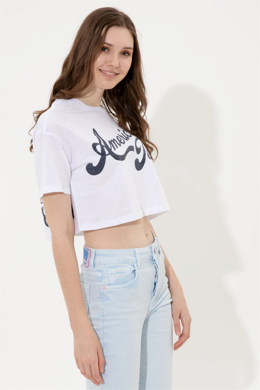 U. S. Polo Assn Женская белая укороченная футболка с круглым вырезом - U.s. polo assn фото 9