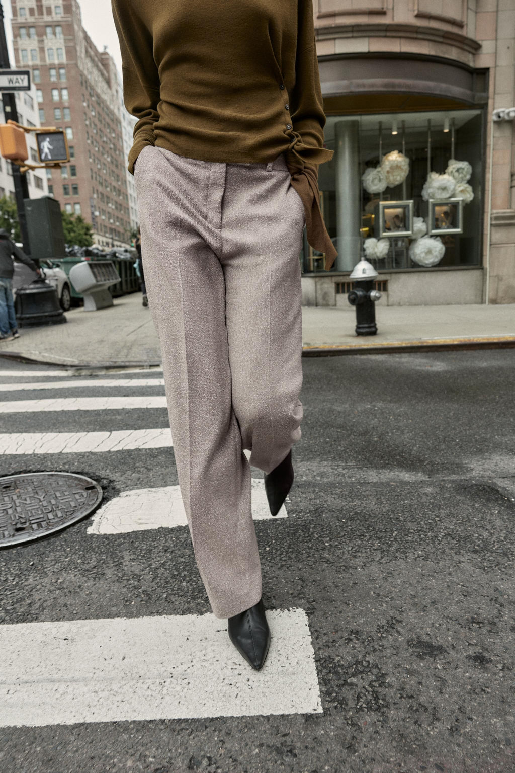 TEXTURED RUSTIC STRAIGHT-LEG TROUSERS - Zara фото 4