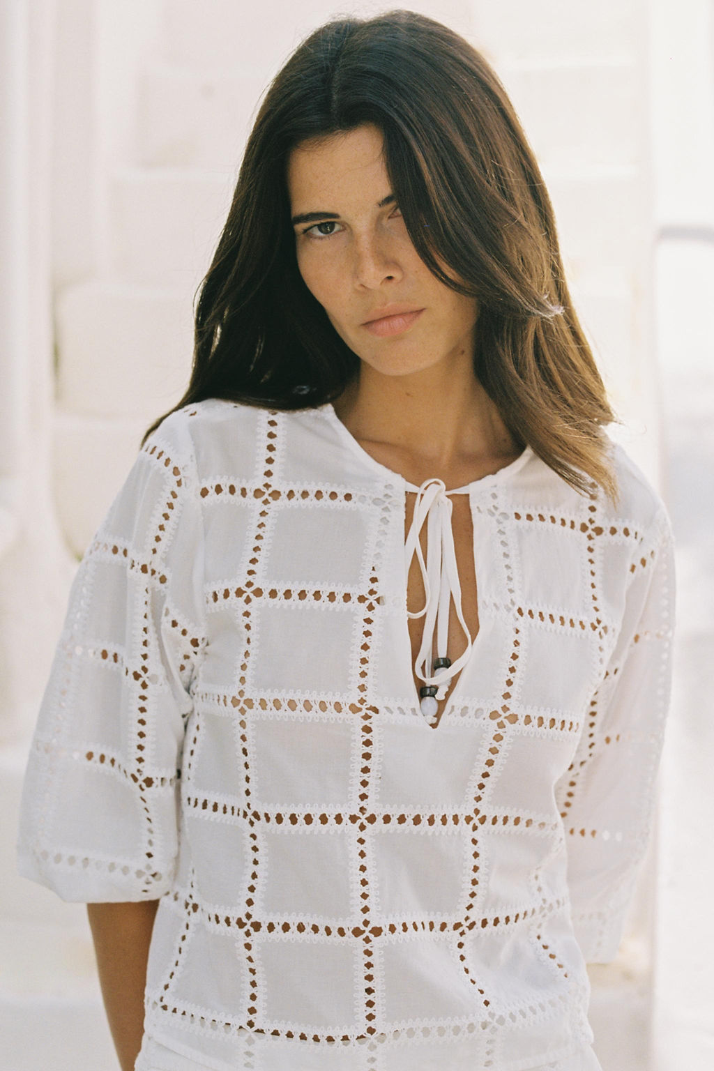 SHORT BLOUSE WITH CUTWORK EMBROIDERY - Zara фото 9