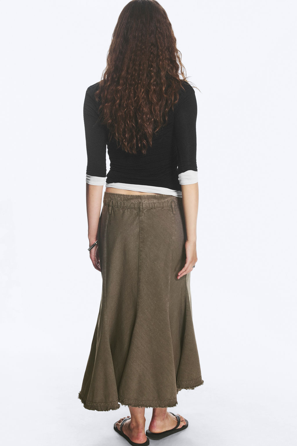 Falda midi de algod?n desflecada - H&m фото 5