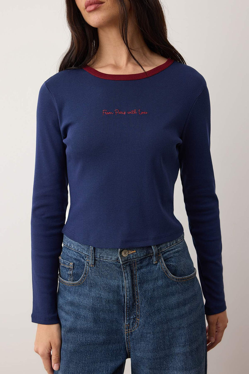 Ac?k Sar? Nak?sl? Fitted/Vucuda Oturan Kontrast Detayl? Orme T-Shirt TWOAW26TS00019 - Trendyolmilla фото 11