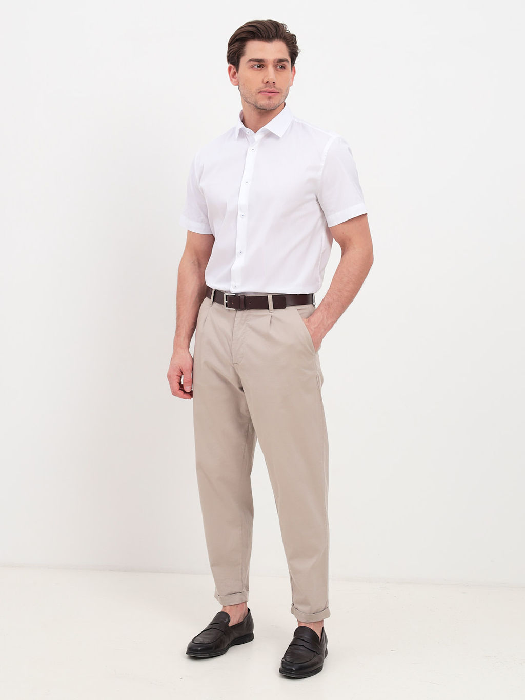 Сорочка мужская короткий рукав GREG 113/207/0072/ZN/1p STRETCH  фото 8