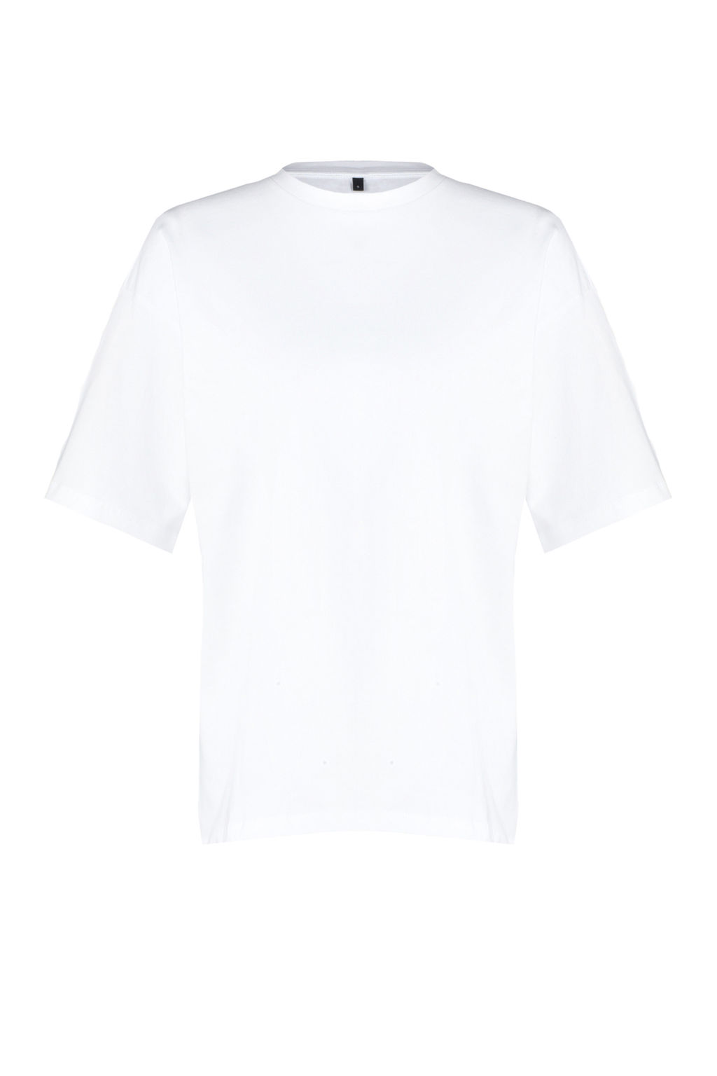 Beyaz %100 Pamuk S?rt Slogan Bask?l? Oversize/Genis Kal?p Orme T-Shirt TWOSS24TS00091