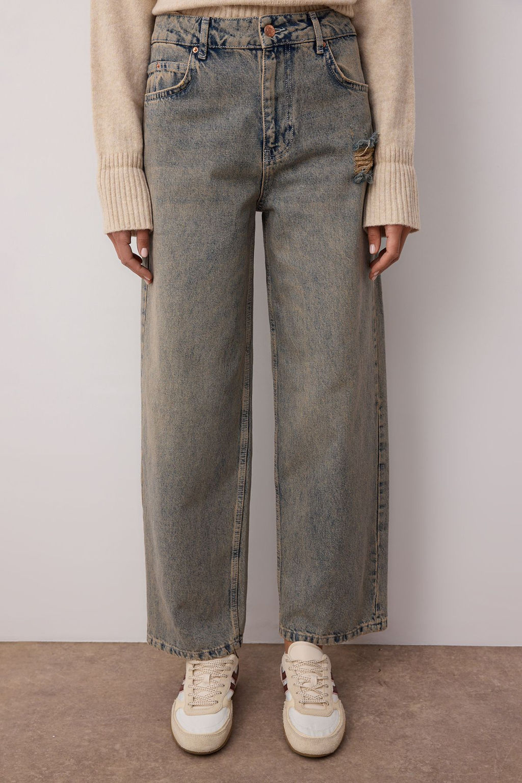 Mavi Soluk Efekt Vintage Dusuk Bel Wide Leg TWOSS24JE00147 - Trendyolmilla фото 3