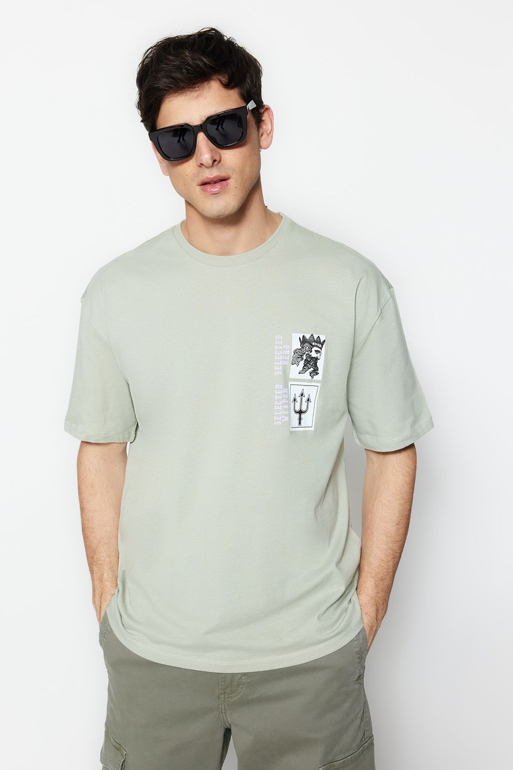 TRENDYOL MAN Lacivert Oversize/Genis Kesim K?sa Kollu Sanat Bask?l? 100% Pamuklu T-Shirt TMNSS21TS3559 - Trendyolmilla фото 24