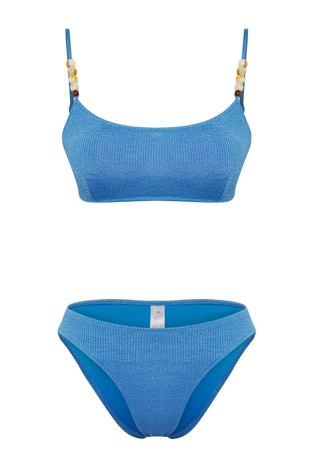 TRENDYOLMILLA Mavi Bralette Boncuk Aksesuarl? Dokulu Regular Bikini Tak?m? TBESS25BT00057  фото 9