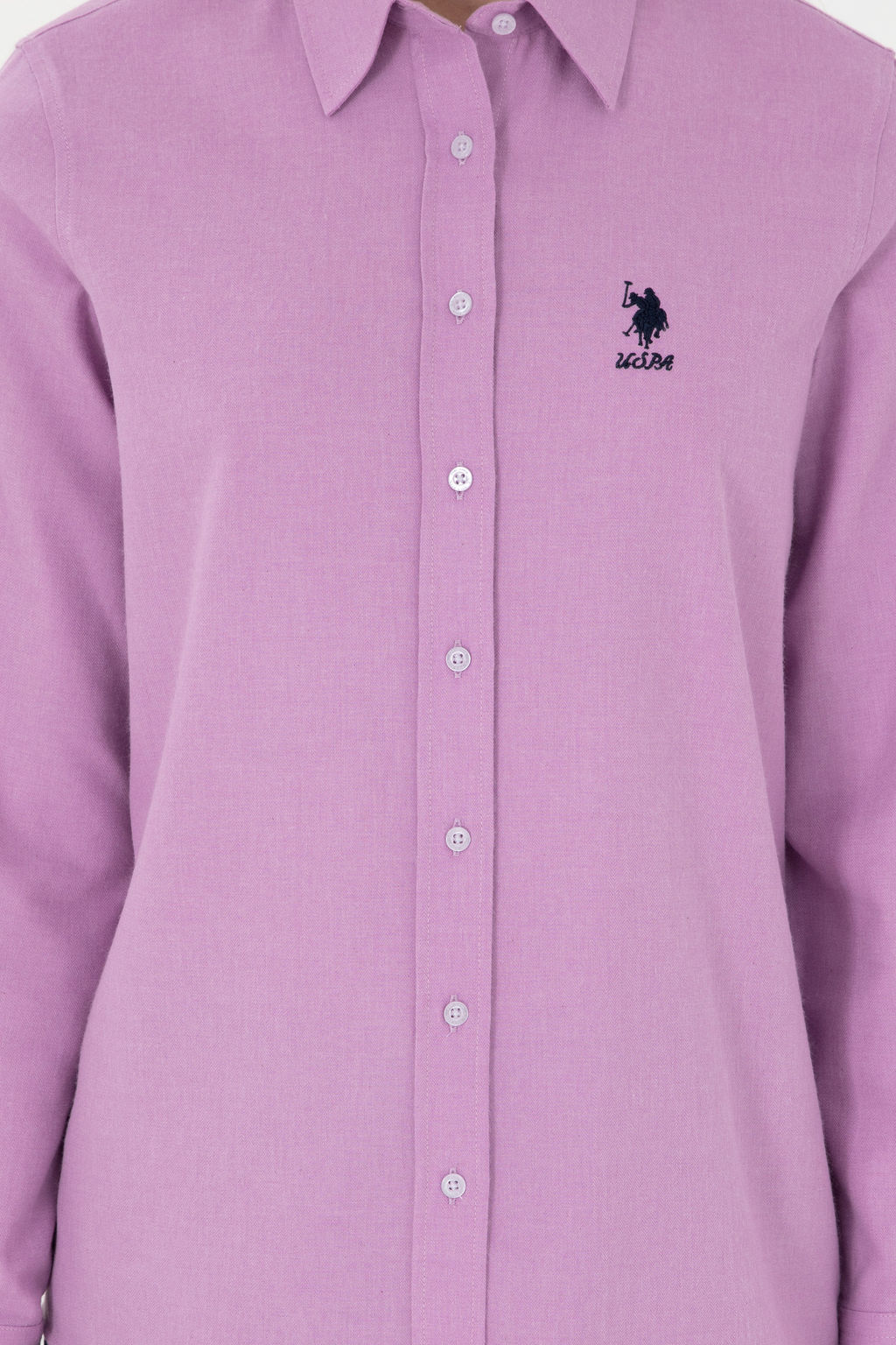 Рубашка женская U.S. Polo Assn из хлопка сиреневая фото 13