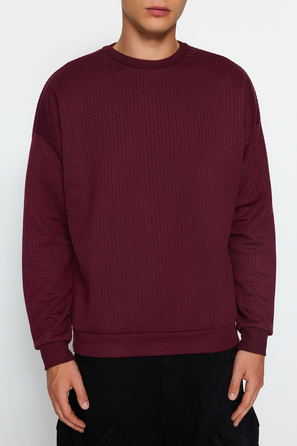 TRENDYOL MAN Bordo Regular Fit Uzun Kollu Dokulu Sweatshirt TMNAW22SW1020 - Trendyolmilla фото 4