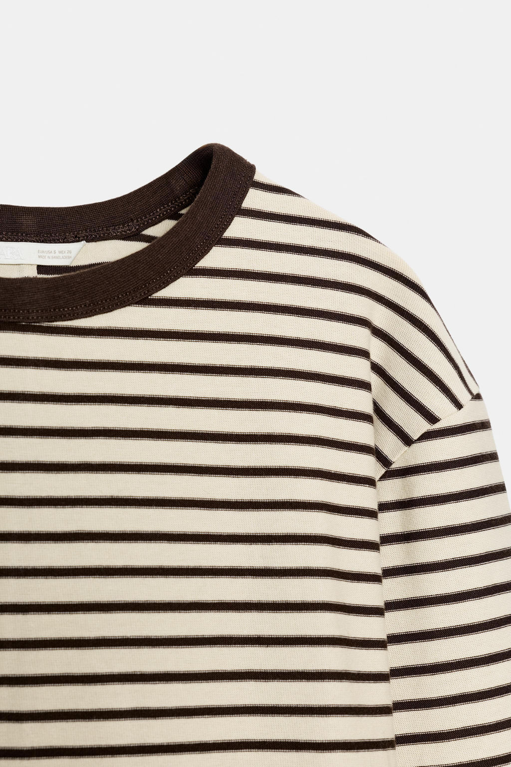 CAMISETA RAYAS MANGA LARGA / Rayas marrones - Zara фото 8