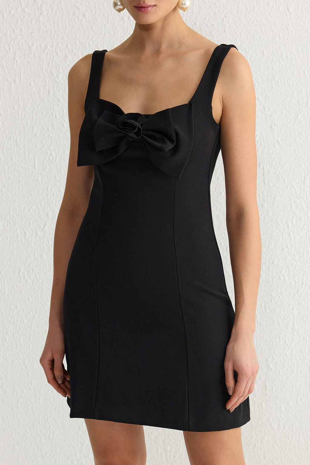 TRENDYOLMILLA Siyah A-Kesim Fiyonk Detayl? Dokuma S?k K?sa Elbise TPRSS25EL00092  фото 4