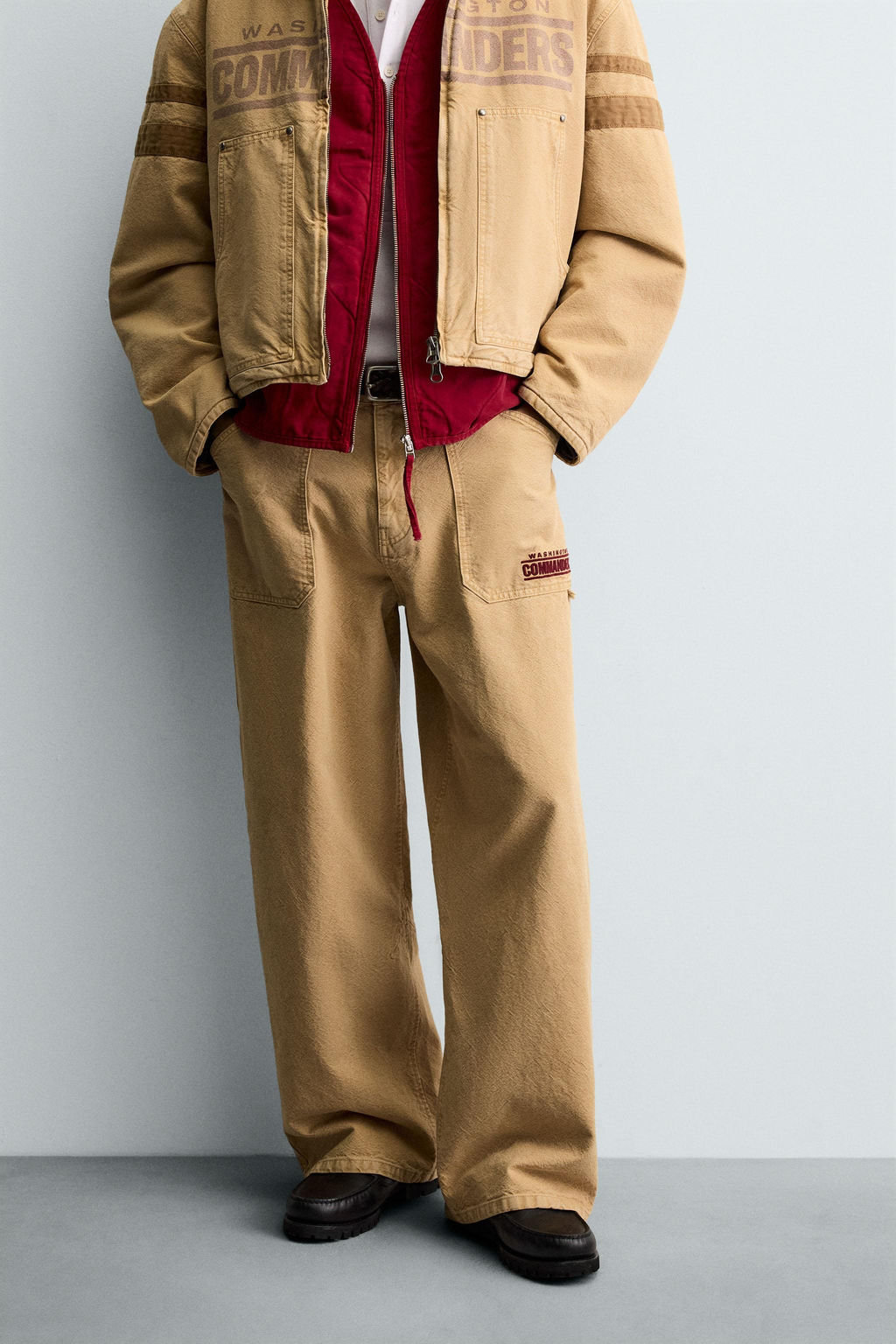 BAGGY FIT NFL WASHINGTON COMMANDERS EMBROIDERED PATCH TROUSERS - Zara фото 8