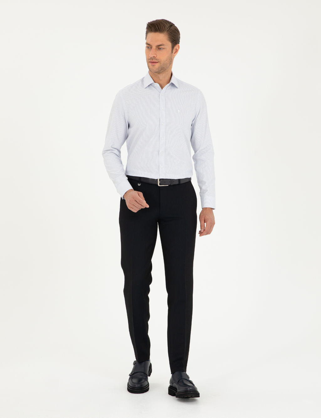 Lacivert Slim Fit Uzun Kollu G_mlek
