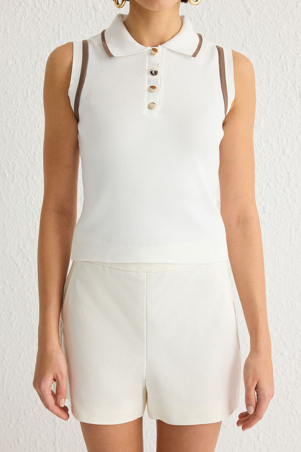 Trendyolmilla Lacivert Polo Yaka Renk Bloklu Triko Bluz TWOSS24BZ00244  фото 3