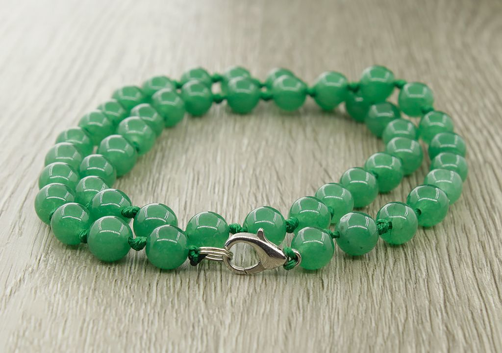 Авантюрин зеленый 8мм, бусы 46см