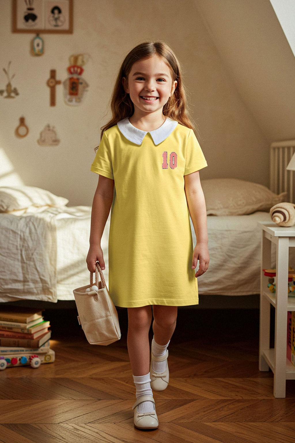 K?rm?z? K?z Cocuk %100 Pamuk Nak?sl? Gomlek Yaka K?sa Kol K?sa Orme Elbise TKDSS25EL00090 - Trendyolmilla фото 5