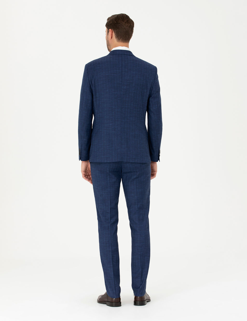 _ndigo Slim Fit _izgili Tak_m Elbise