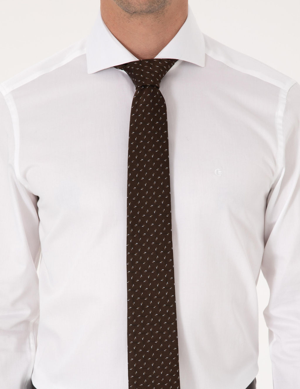 Beyaz Slim Fit %100 Pamuk Tam _talyan Yaka Klasik G_mlek