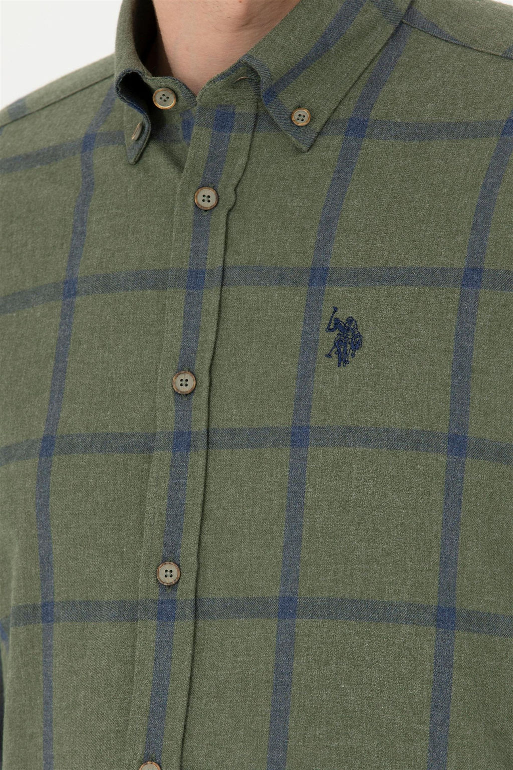 Мужская рубашка цвета хаки с длинным рукавом - U.s. polo assn фото 7