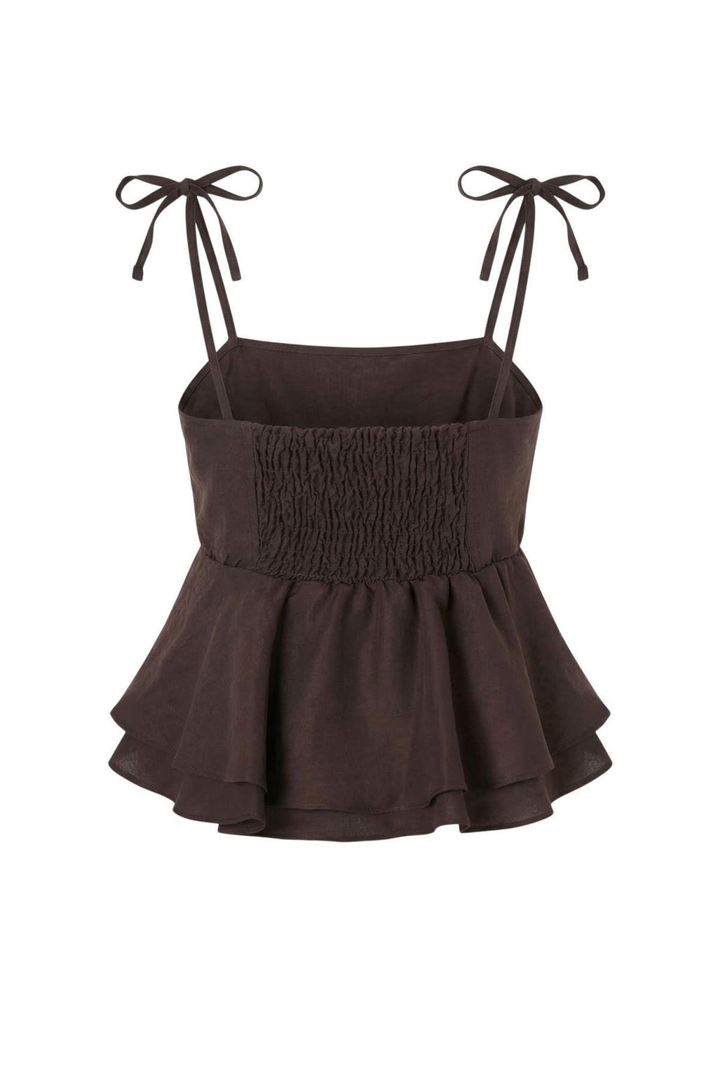 Kahverengi Ask?lar? Baglama Detayl? S?rt? Gipeli Dokuma Bluz TWOSS26BZ00413 - Trendyolmilla фото 2