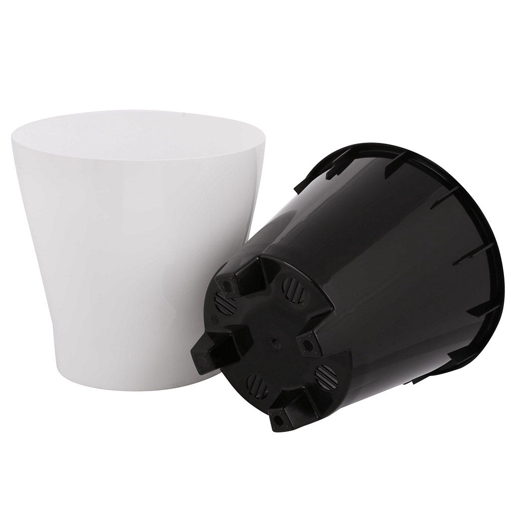 Горшок для цветов пластмассовый Лея 3,6л, д19см, h18,5см, со вставкой, с автополивом, белый (Россия) - Домашняя мода фото 2