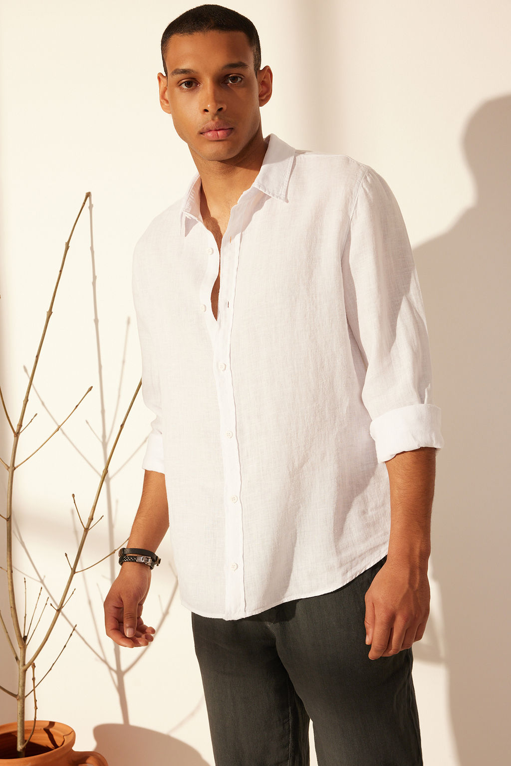 TRENDYOL MAN Premium Gri %100 Keten Regular Fit Gomlek TMNSS24GO00058 - Trendyolmilla фото 2