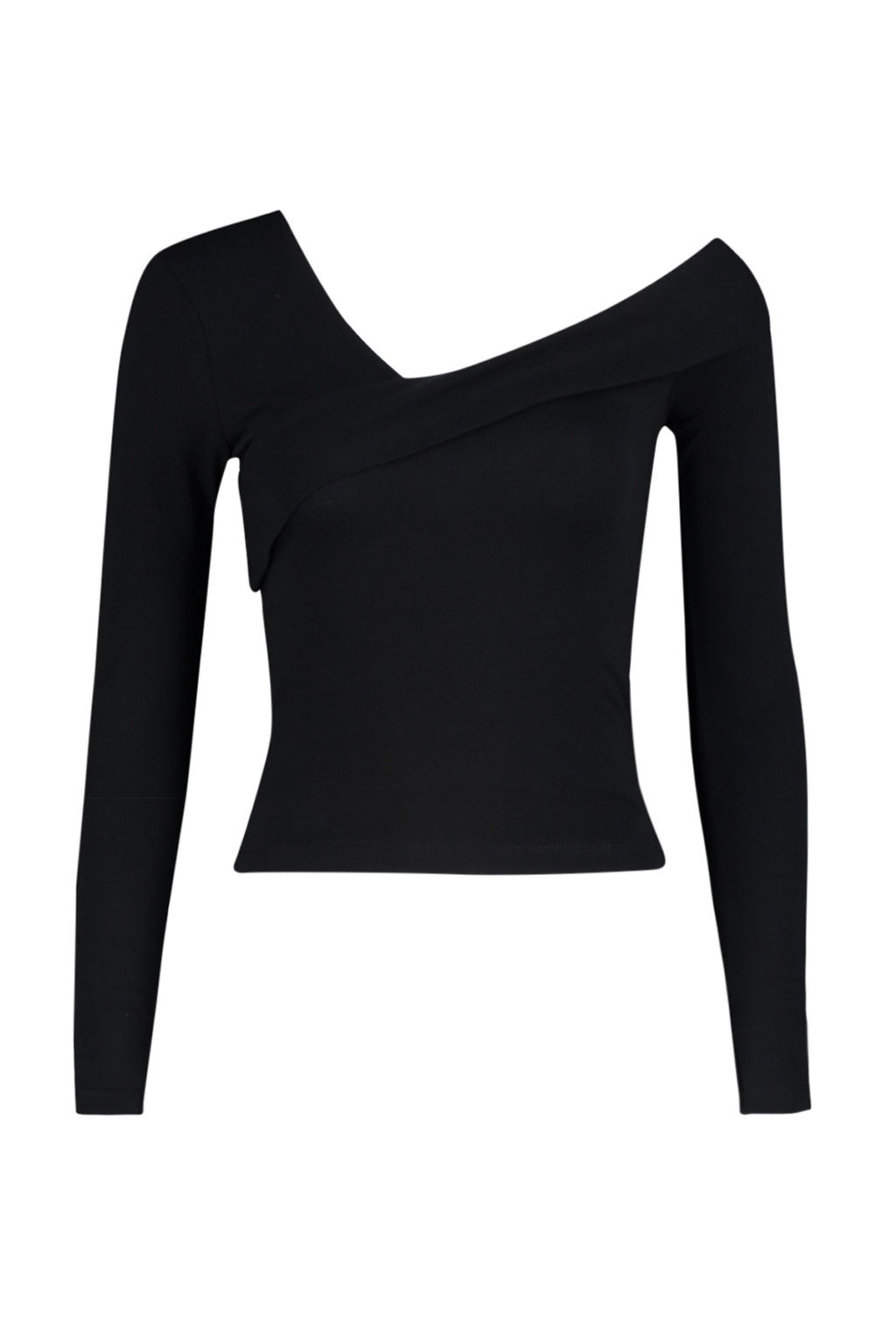 Siyah Pamuklu Esnek Volanl? Fitted/Vucuda Oturan Crop Orme Bluz TWOAW24BZ00161