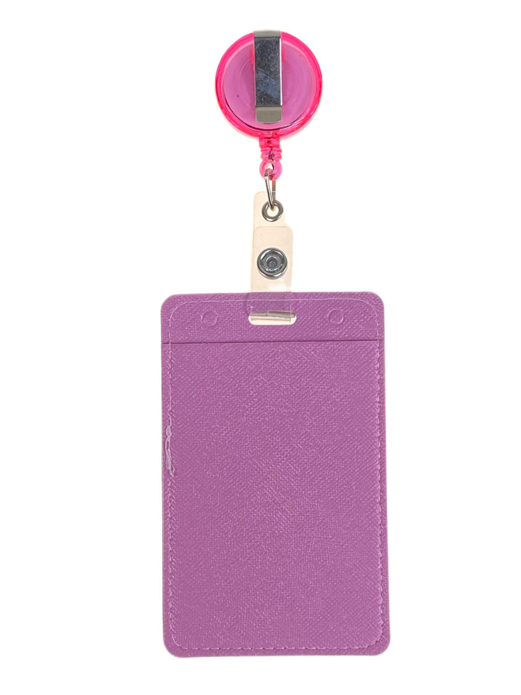 Бейдж с лентой на рулетке вертикальный, цвет розовый - Greta фото 2