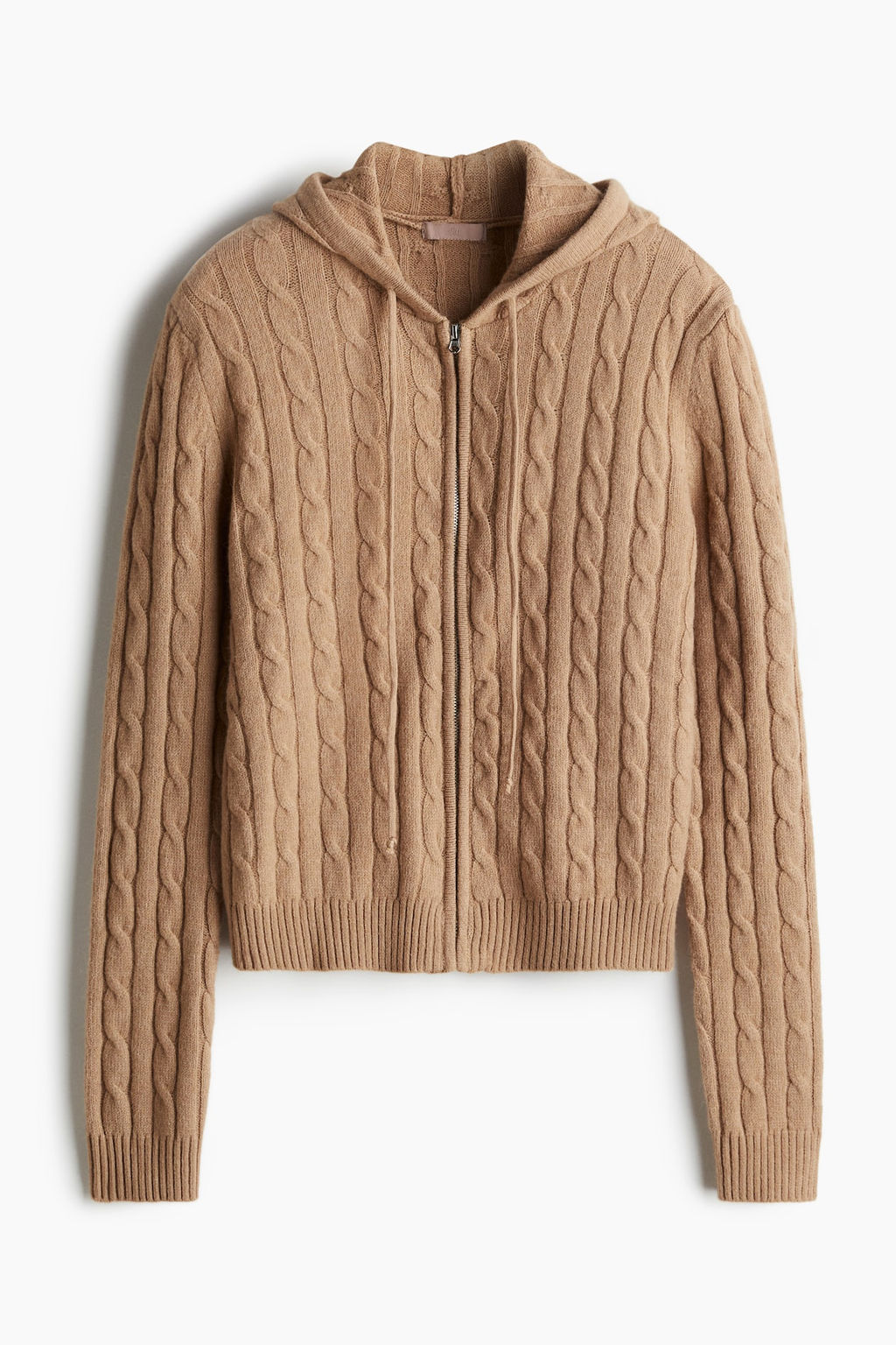 Chaqueta en punto trenzado con capucha - H&m фото 5