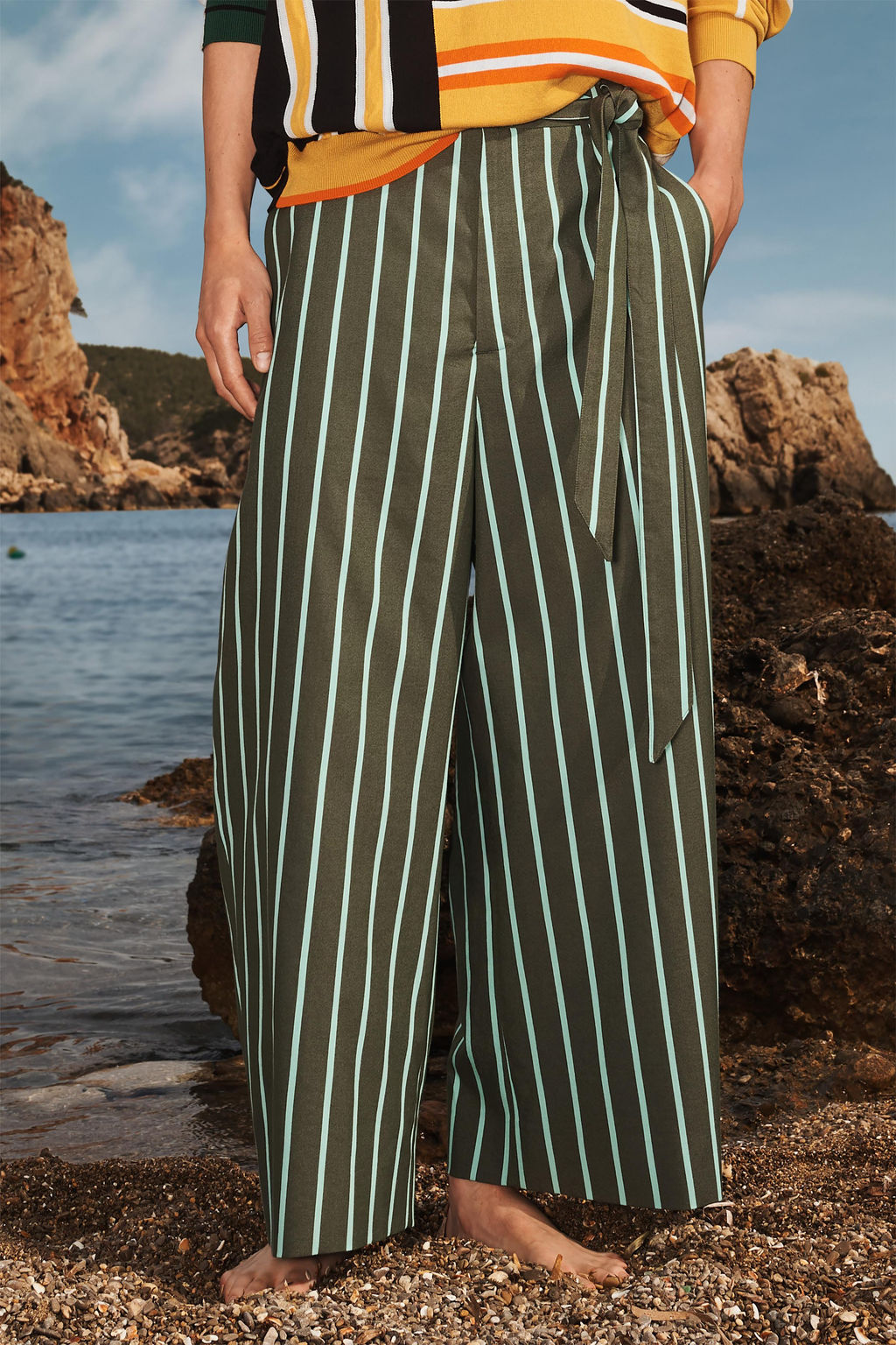 LIMITED EDITION STRIPED WIDE-LEG TROUSERS - Zara фото 2
