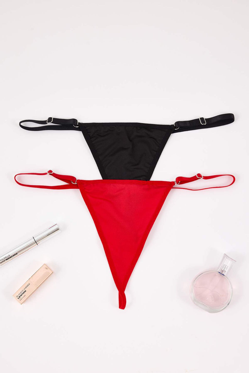 Siyah-K?rm?z? 2li Micro Duz String Kulot THMAW26KU00053 - Trendyolmilla фото 3