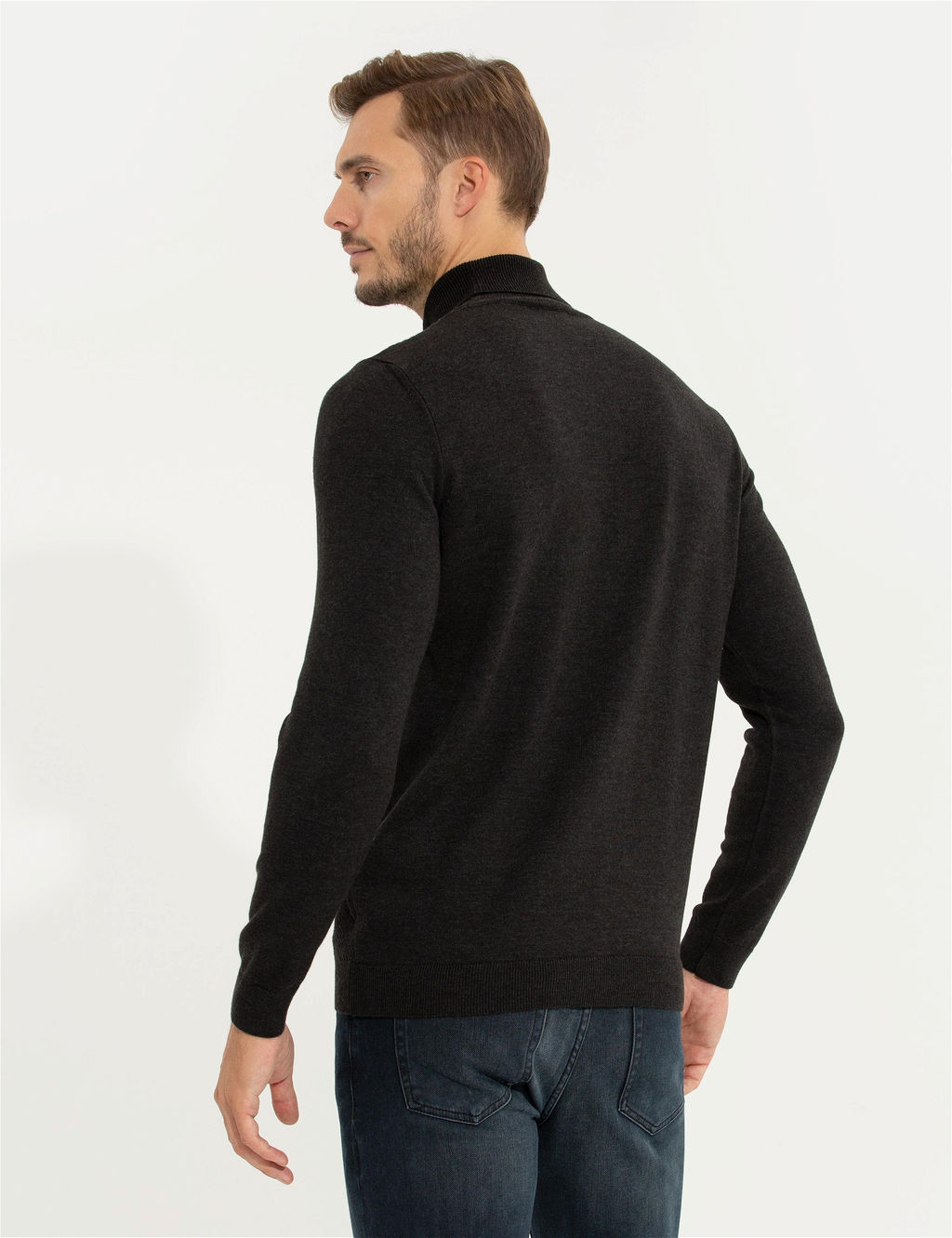 Antrasit Slim Fit Bal_k__ Yaka Triko Kazak - Pierre cardin фото 5