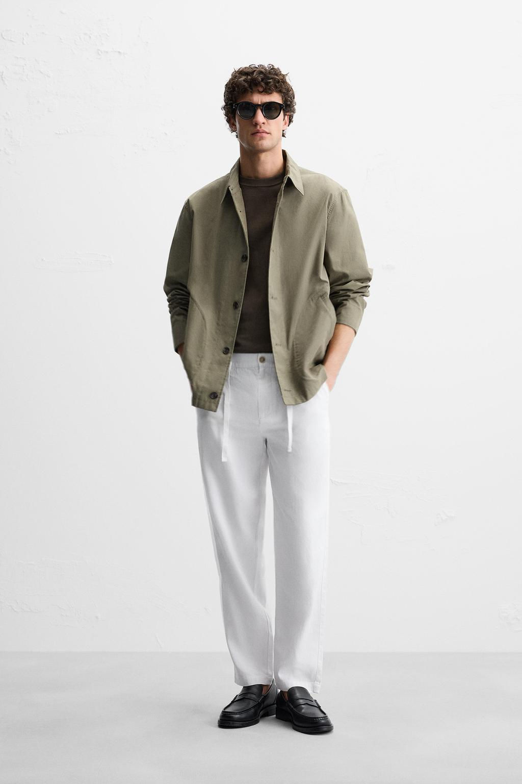 COTTON/LINEN RELAXED FIT TROUSERS - Zara фото 10