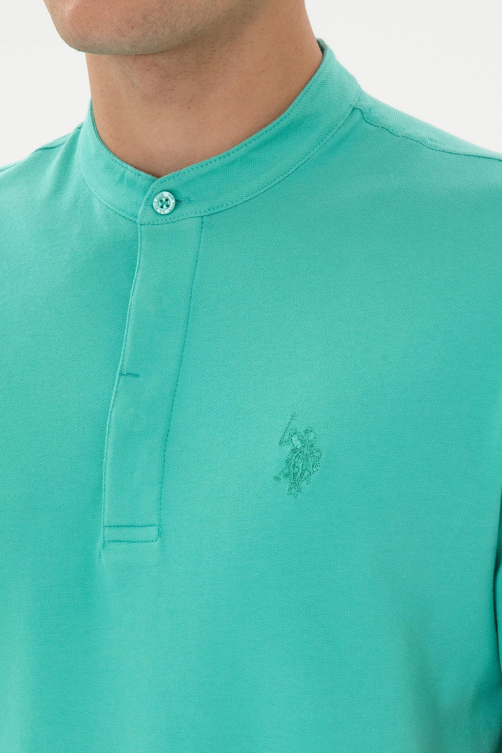 Erkek Regular Fit Hakim Yaka Mint Ti__rt